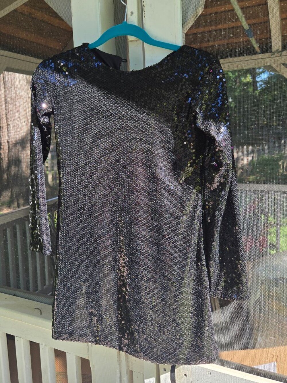 Black sequin long sleeve mini dress
